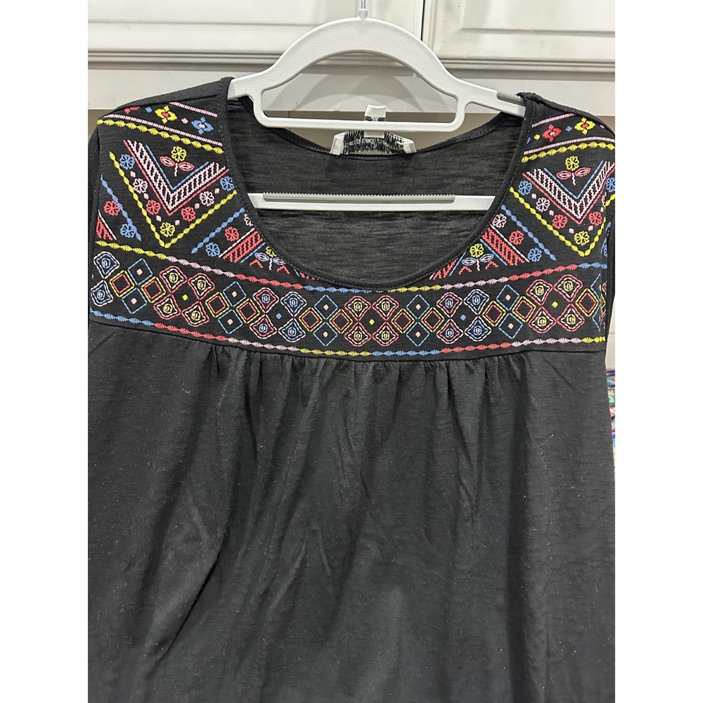 tempted‎ hearts los angeles black blouse with embroidered bell sleeves 3xl